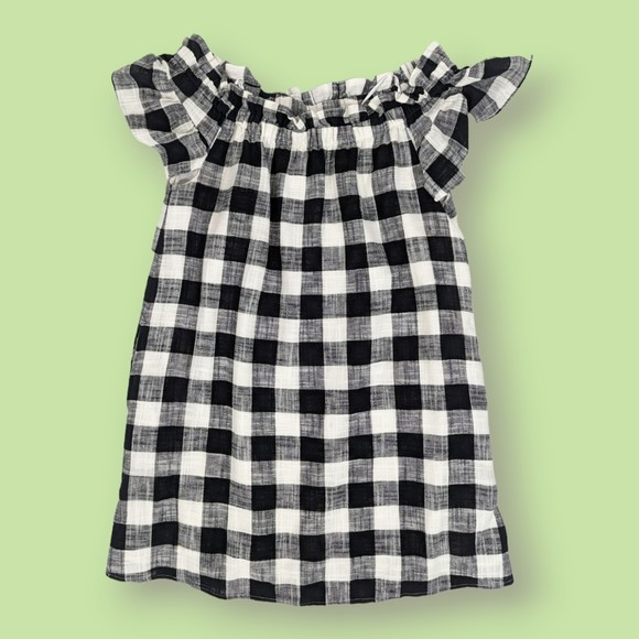 Corey Lynn Calter‎ Anthropologie Gingham Linen Blend Off Shoulder Dress M - Picture 3 of 5